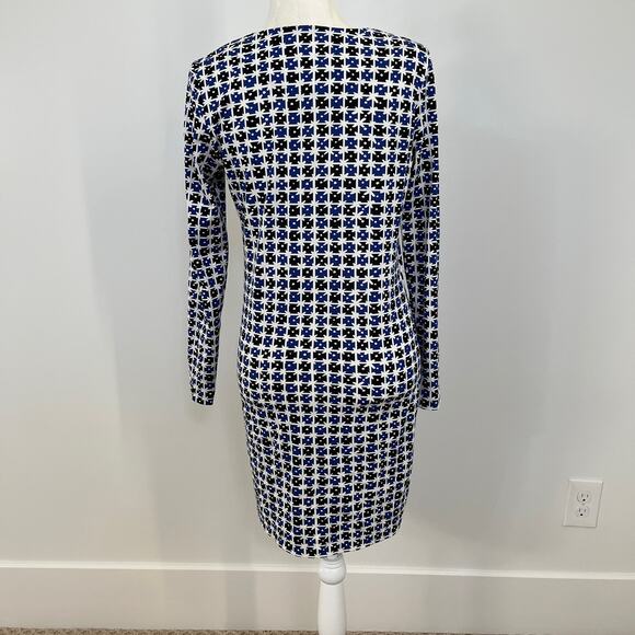 Diane von Furstenberg Silk Jersey Reina Mini Dress Check Dot Blue sz 6 - Picture 3 of 8